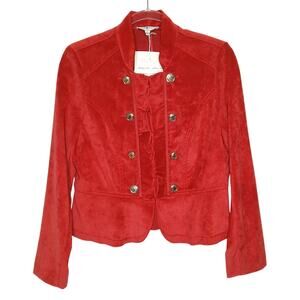 NWT Vintage Kate Rosy Red Gothic Victorian Ruffle Jacket Blazer Womens Petite MD